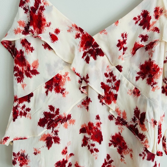 Reformation Floral V-Neck Ruffle Tank Top NWT Viscose Size Small - Picture 4 of 9